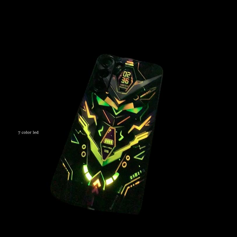 Triangle Geometric Luminous Phone Cover For Samsung S24 S23 S22 Ultra S21 S20 FE A72 A53 A50 Sound-Control Light Up Glass Case