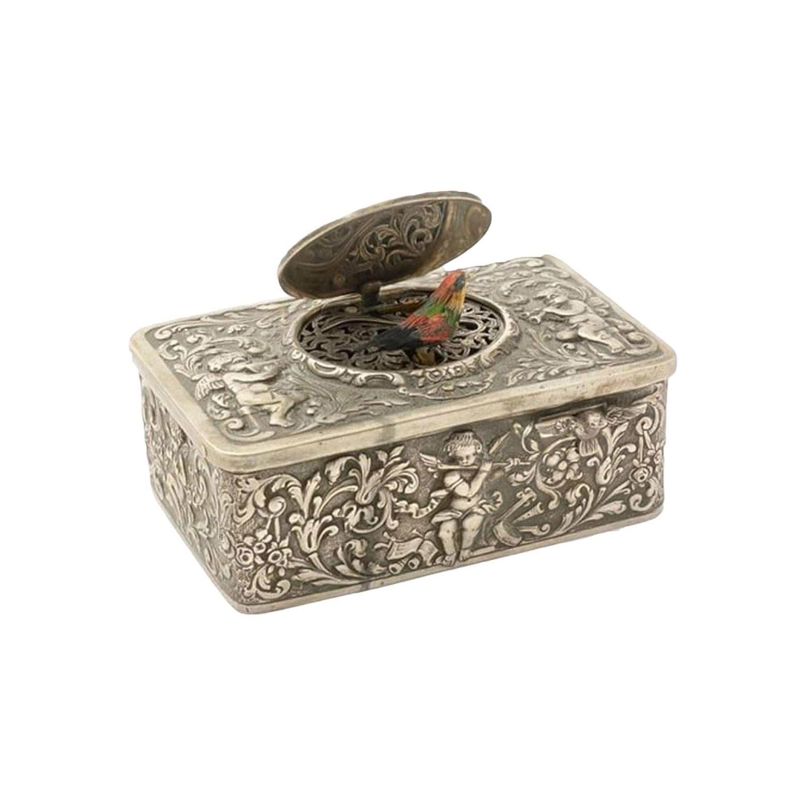 Подарочная металлическая коробка с автоматическим вылетом в форме птицы One Size серебряный 2530₽