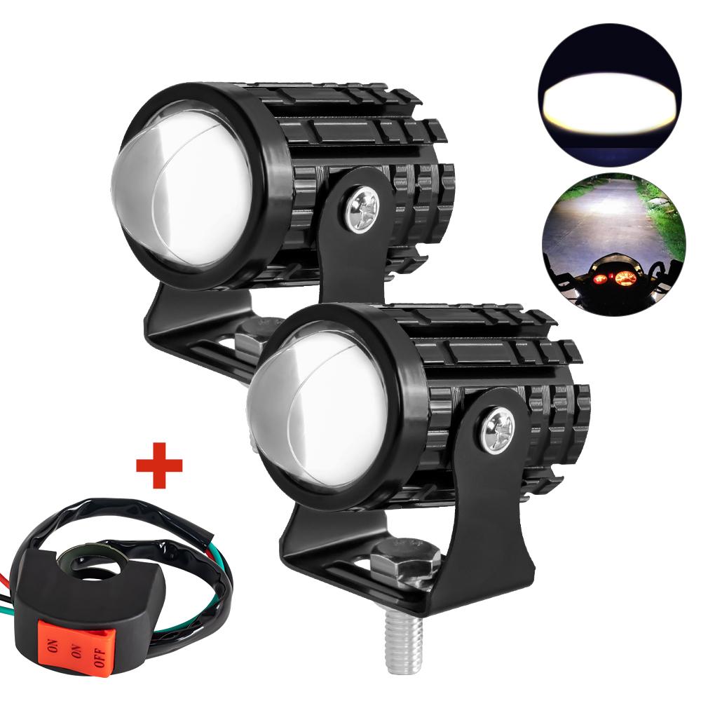 LED Spotlights Motorcycle Headlights Mini Driving Light Fog Light For ATV Scooter Truck Offroad Moto Accessories Fisheye Lens