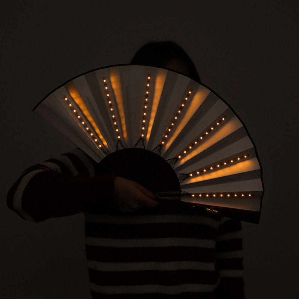 Creative Glow Folding LED Fan Colorful Portable Dancing Light Fan Glow in The Dark Festivals Glowing Hand Fan Party Performance