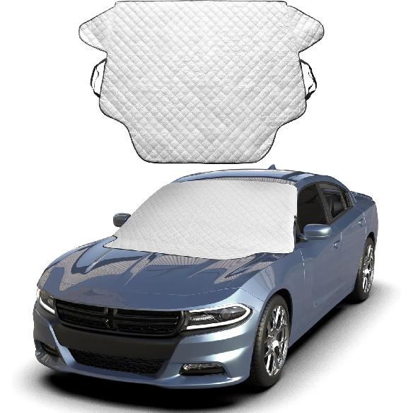 EcoNour Car Windshield Snow Cover - Ice Windshield Cover with 4 Layers Thickness, Snow Protection Cover, Easy to Use, [Universal Fit] for