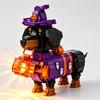 Halloween Dachshund Building Block Set Witch Dog with Lantern Brick Model DIY Spooky Decor Gift for Home Office