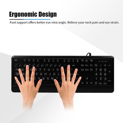 Wired Large Print Keyboard White Bold Jumbo Letters Silent Backlit Keyboard with Oversized