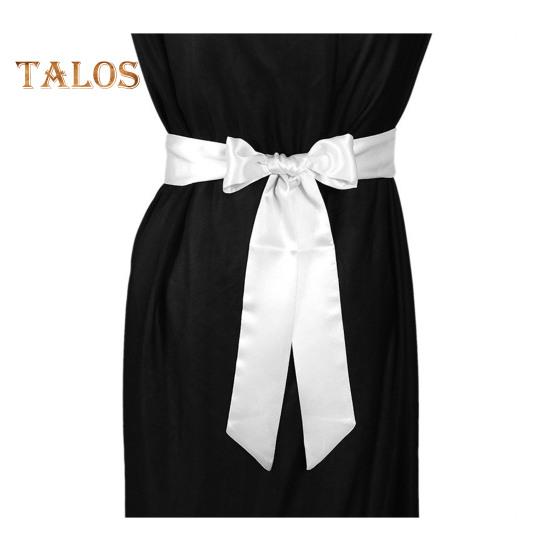 Women Belt Smooth Satin Lace-up Bowknot Decorative Belt Adjustable Length Bow Tie Design Formal Waistband