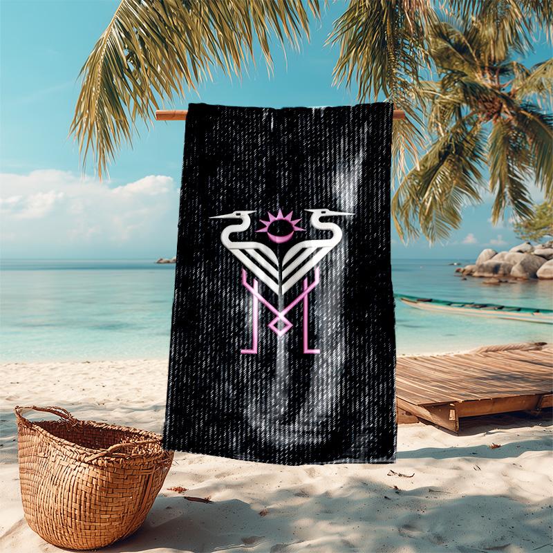 proof beach towel with Inter Miami CF pattern - soft,absorbent,quick-drying,machine washable - perfect for swimming,camping,bathing