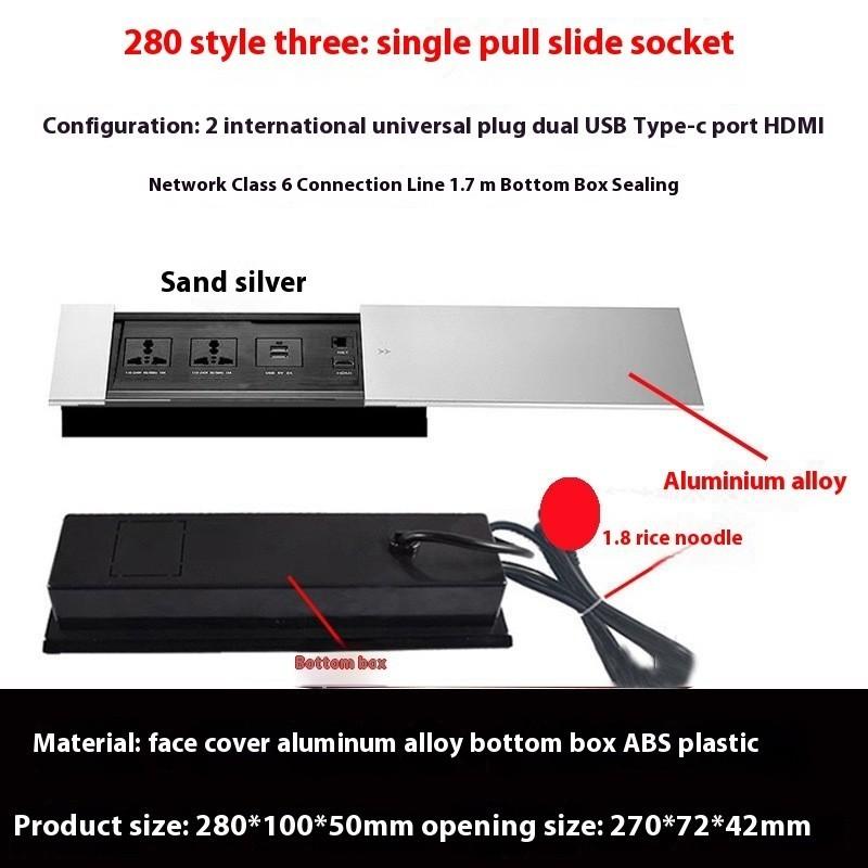 3 Holes 5 Holes Island Table Side Sliding Socket Hidden Type Multifunctional Upgraded Embedded Type Conference Desktop Socket