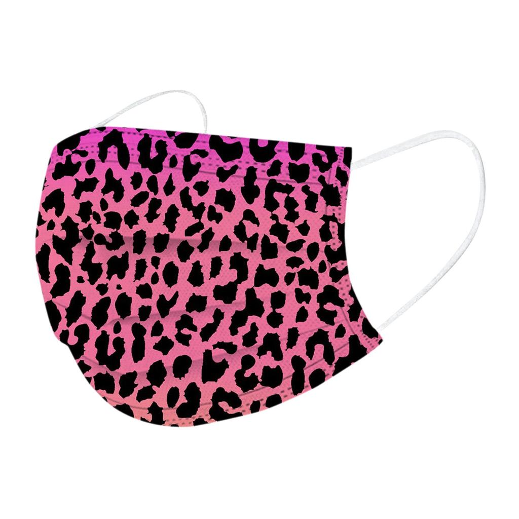 50PCS Adult Three-Layer Disposable Dust-Proof Protective Leopard Print Mask