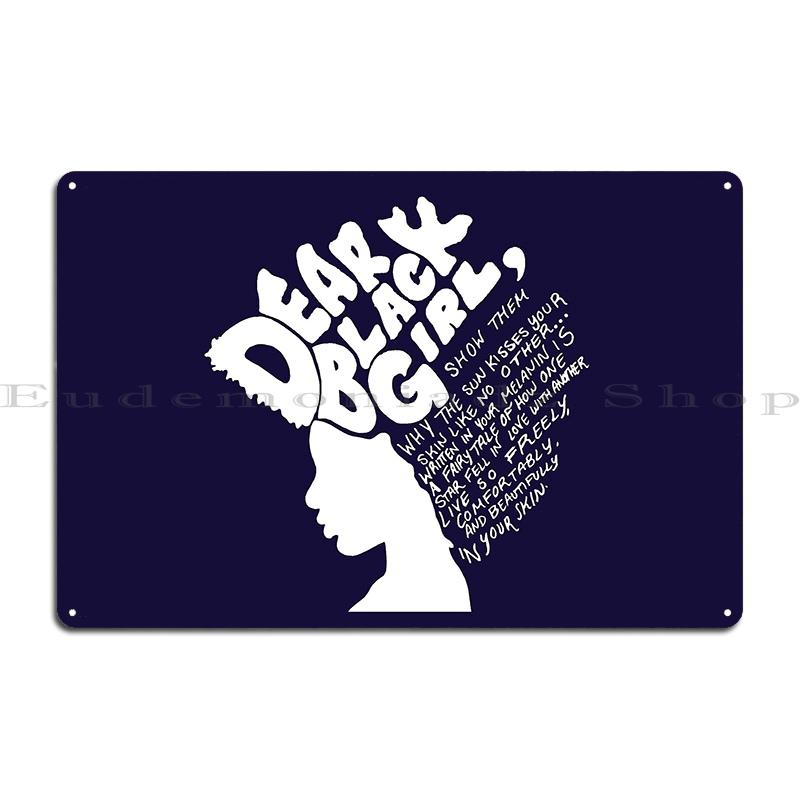 Black Afro Woman Metal Plaque Classic Painting Create Decoration Club Bar Tin Sign Poster