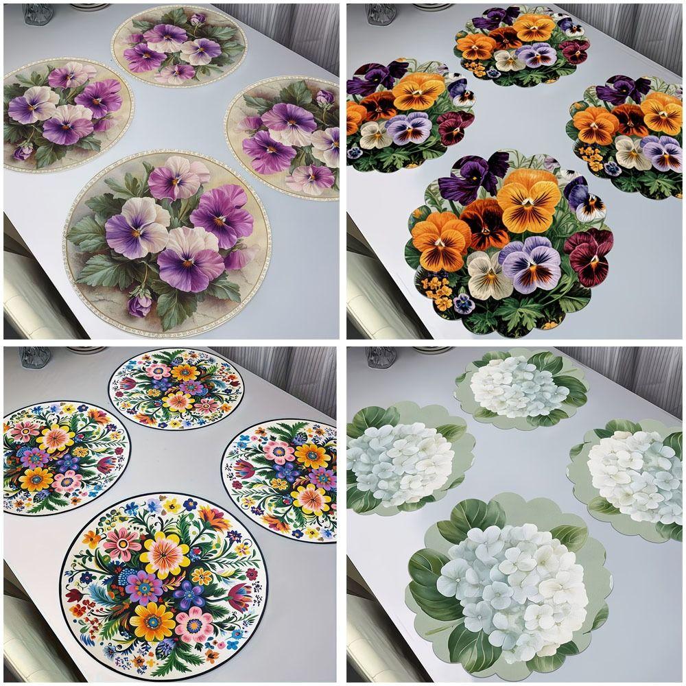 Heat Resistant Petal Round Mat Round Shape Heat Resistant Placemats  Tea Party