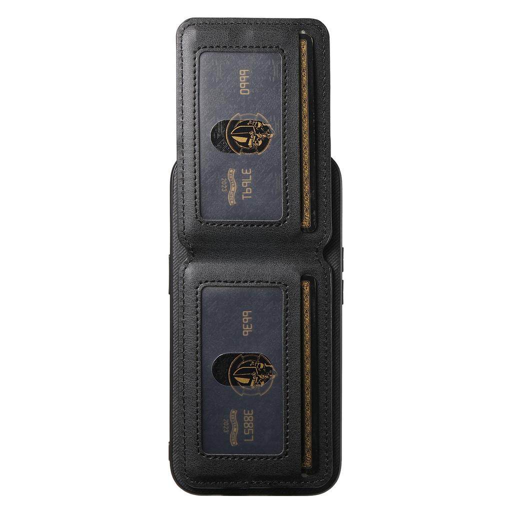 For iPhone 16e Case Cloth Texture Leather+PC+TPU RFID Blocking Phone Cover with Card Holder