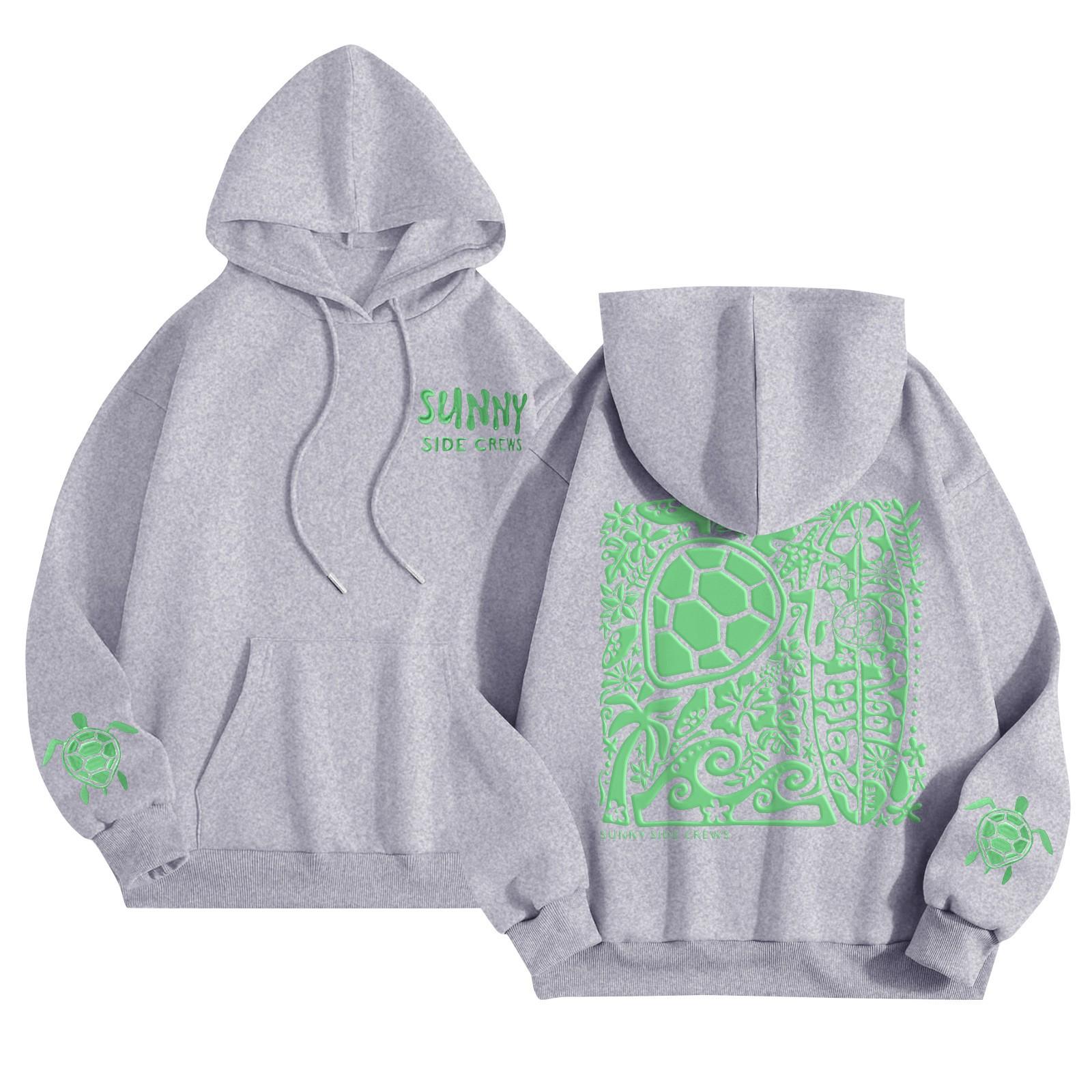 

Графические толстовки с капюшоном для женщин Милый пуловер с длинным рукавом Опрятные толстовки с капюшоном с принтом букв Осень-зима L