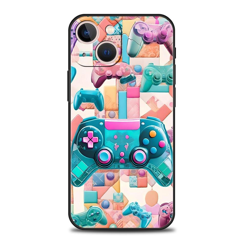 Game Controller Graphic Phone Case Cover for iPhone 17 16 15 14 13 12 11 Pro Max 17 Air Plus Shockproof Soft TPU Shell Funda Bag