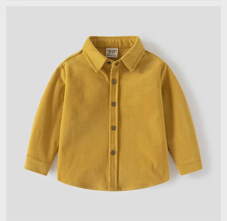2024 Spring/Autumn Baby Corduroy Shirt - Stylish Korean Solid Color Jacket for Kids
