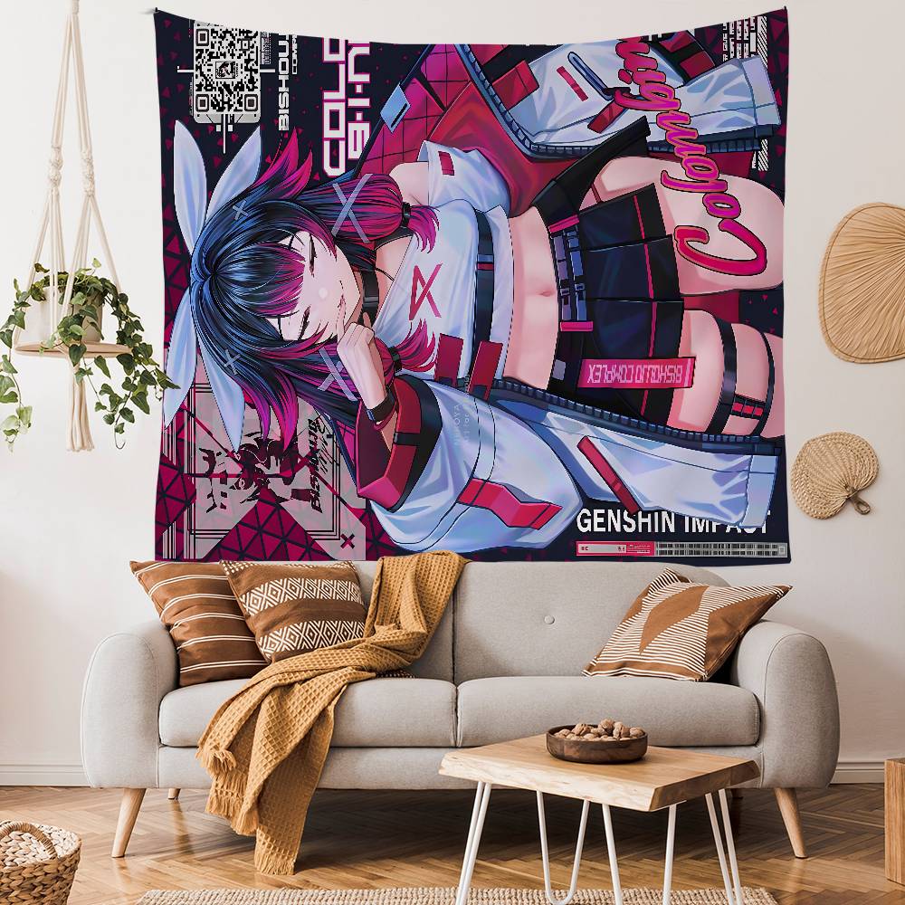 Genshin Impact Columbina Anime Cartoon Tapestry Bohemian Wall Tapestries Mandala Wall Hanging Sheets