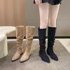 Coarse heel high boots pointed fashion western cowboy boots but knee boots children's new autumn and winter models