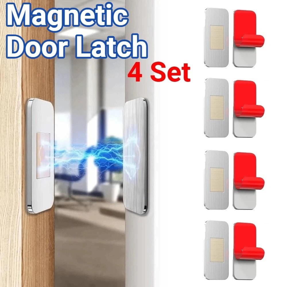 4 Set Ultra-Thin Magnetic Cabinet Door Catch Stainless Steel Self-Adhesive Drawer Magnet Quiet Closure Strong Magnetic