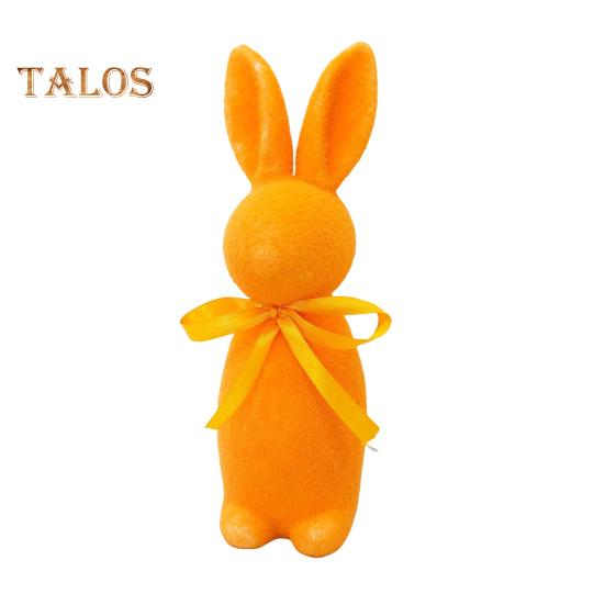 Easter Bunny Statue Freestanding Foam Rabbit Ornament Faux Moss Rabbit Flocked Bunny Figurine Centerpiece for Desk Mantel Dining Table