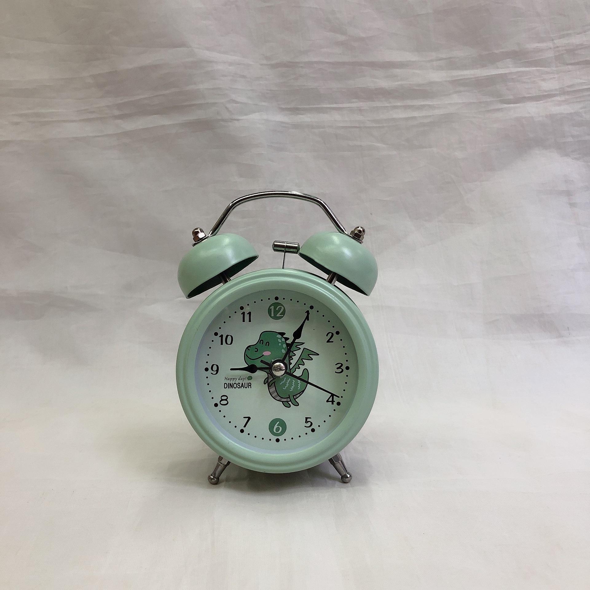

Креативный новый мультяшный динозавр металлический железный кольцевой будильник со светящимся пробуждением прикроватный прикроватный столик