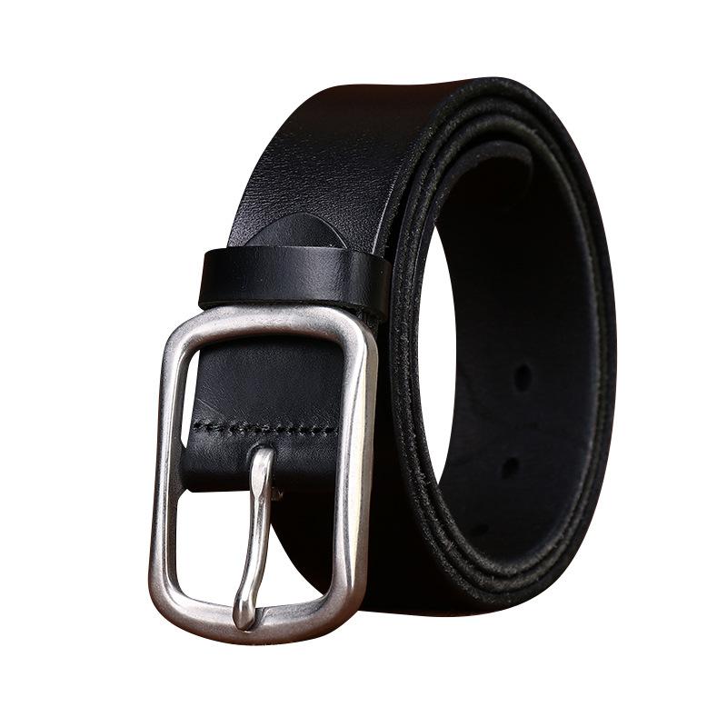 Matte Stainless Steel Buckle Retro Leather First Layer Cowhide Belt Men'S Versatile Simple Casual Jeans Belt Men'S