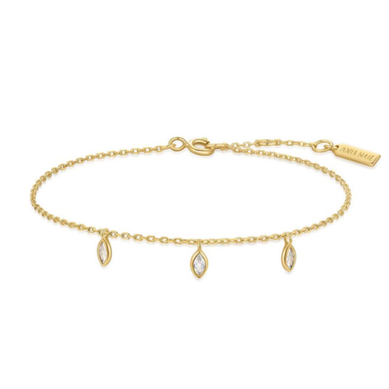 ANIA HAIE Gold Sparkling Triple Station 925 Silver Bracelet B066-02G