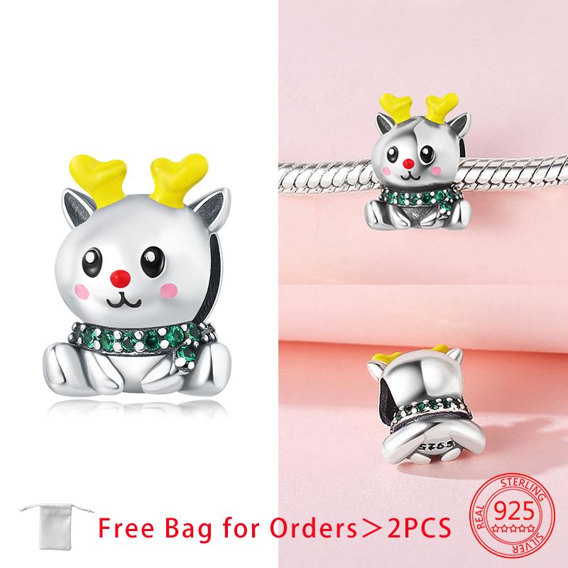 Santa Claus Christmas Tree Sleigh Gingerbread Man Beads Copper Charms Pendant Fit Women Diy Original Bracelet Jewelry Gift