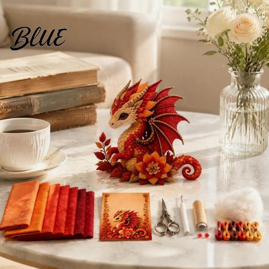 Beginner Craft Set Educational Supplies Fabric Sewing DIY Kit Dragon Patchwork Kit with Pre-cut Fabric