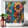 Vibrant Artistic Floral Shower Curtain -Waterproof,Mildew-Resistant With Colorful Leaf And Flower Design For A Creative Bathroom