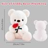 LIHIQIYA White Teddy Bear 25cm, Teddy Bear Holding Rose Plush Toy, Valentine's Day/Easter Gift for Girlfriend Wife