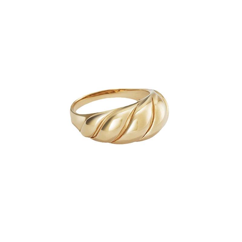 St. Delan Gold-Plated Stainless Steel Croissant Ring for Couples