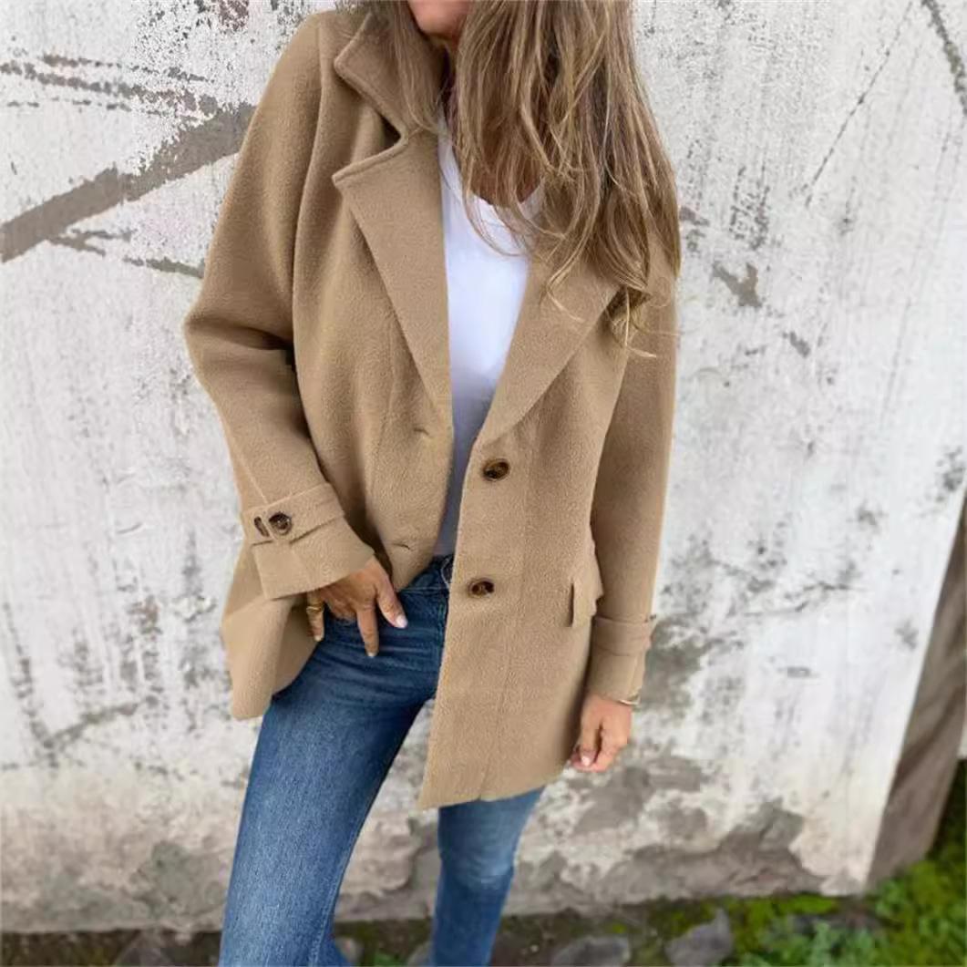 

Осенне-зимняя женская повседневная мода свободный кардиган с лацканами твидовый пиджак 4XL