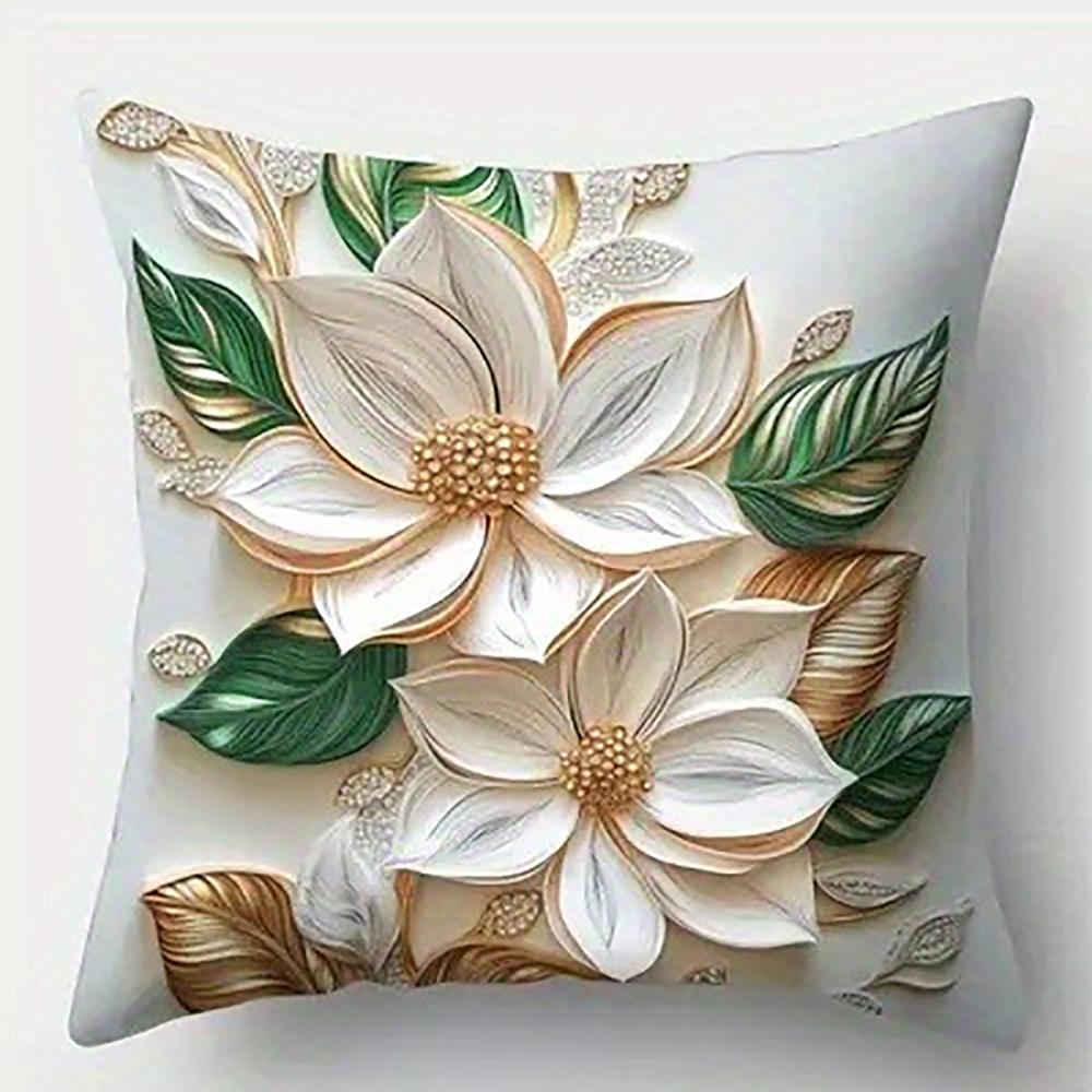 Floral Art Cushion CoverBedroom Sofa Decorative Cushion Cover With Zipper Soft Cushion Cover