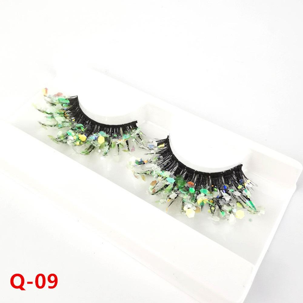 Fluoreszierende leuchtende Pailletten Wimpern Farbe leuchtende dichte Chemiefaserwimpern Fabrik Großhandel Grenzüberschreitende künstliche Wimpern