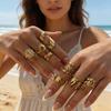 Edelstahl Schale Seestern Muschel Blume Blatt Fingerringe Für Damen Herren Punk Verdreht Geometrische Linien Stapelbarer Ring Zirkon