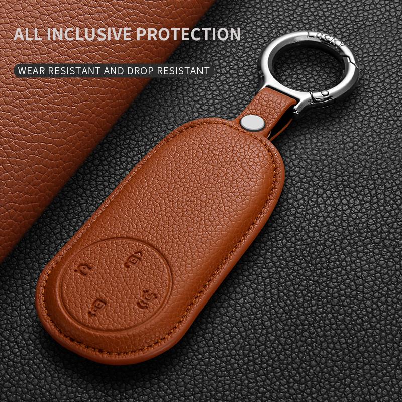 For HUAWEI AITO M9 2024 M5 M7 M8 2022-2025 Leather Car Smart Key Case Keyless Cover Key Protector Shell Fob Keychain Accessories