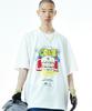 Ssioemi [Unisex] C.O.M.E Motorsports Oversized Printed Cotton-Jersey T-Shirt (White)