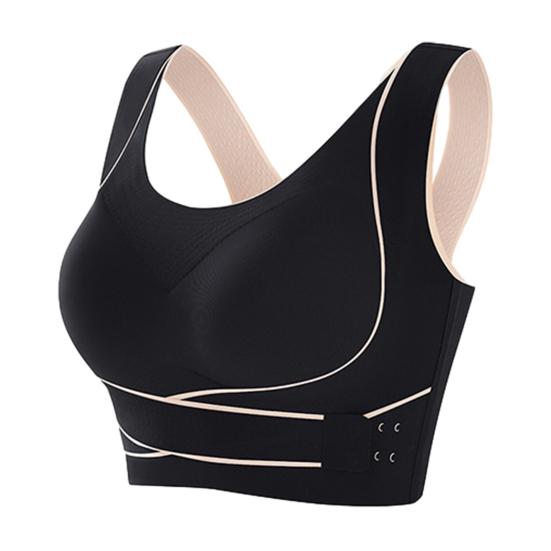 Front Cross Side Buckle Sports Bra for Women Wireless Posture Correction Bra Full Coverage Push