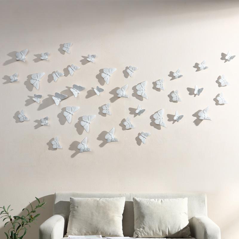 Stile Nordico Delicato Bellissimo Bianco Ceramica Farfalle Soggiorno Hotel Parete di Sfondo Pendente Farfalla Decorazione per la Casa WWO66