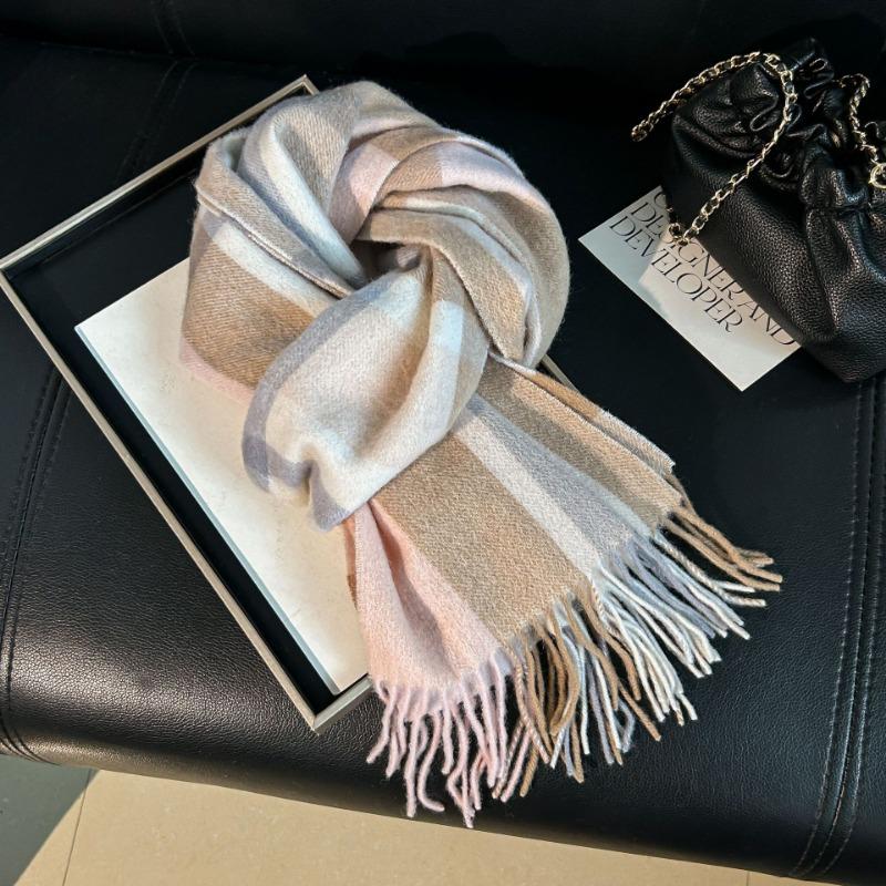 Scarf female 100 pure wool autumn and winter new style high-end sense versatile warm plaid scarf student