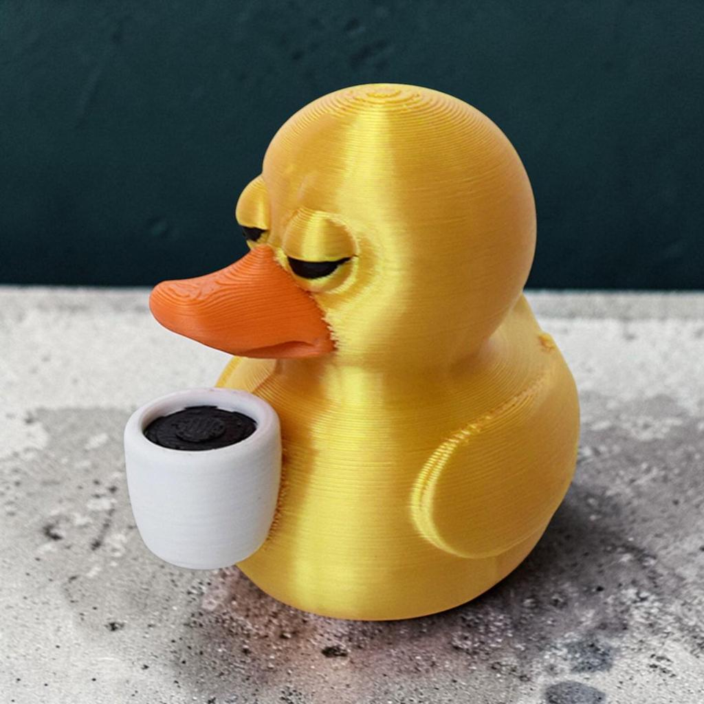 3D Printed Leisurely Coffee Duck Ornament - Creative Desktop Gift