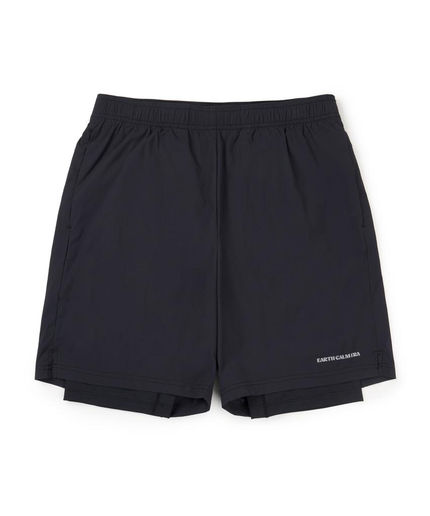 Eolseukamela [2-Pack] 2-In-1 Active 7-Inch Shorts_Half & Long Tights_Black