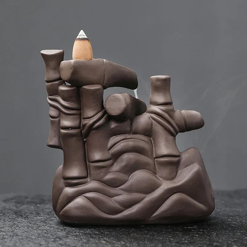 Purple Clay Backflow Incense Burner for a Calming and Relaxing Atmosphere Lucky Feng Shui for Home Decoration (Without Incense)