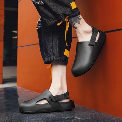 Modeschuhe Herren Sommer Dicke Sohle Lässige Herren Strandsandalen Leichtgewichtige Ausgehöhlte Atmungsaktive Baotou Hausschuhe Paar Lässige Schuhe