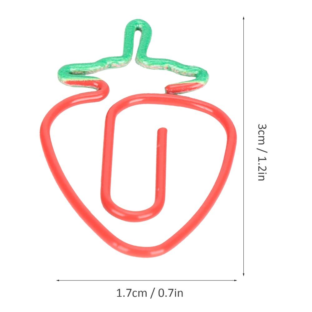 20Pcs 2‑Color Paper Clips Strawberry shaped Plastic-coated Metal Fruit Shaped Paper Clips Prevent Slip 3*1.7cm
