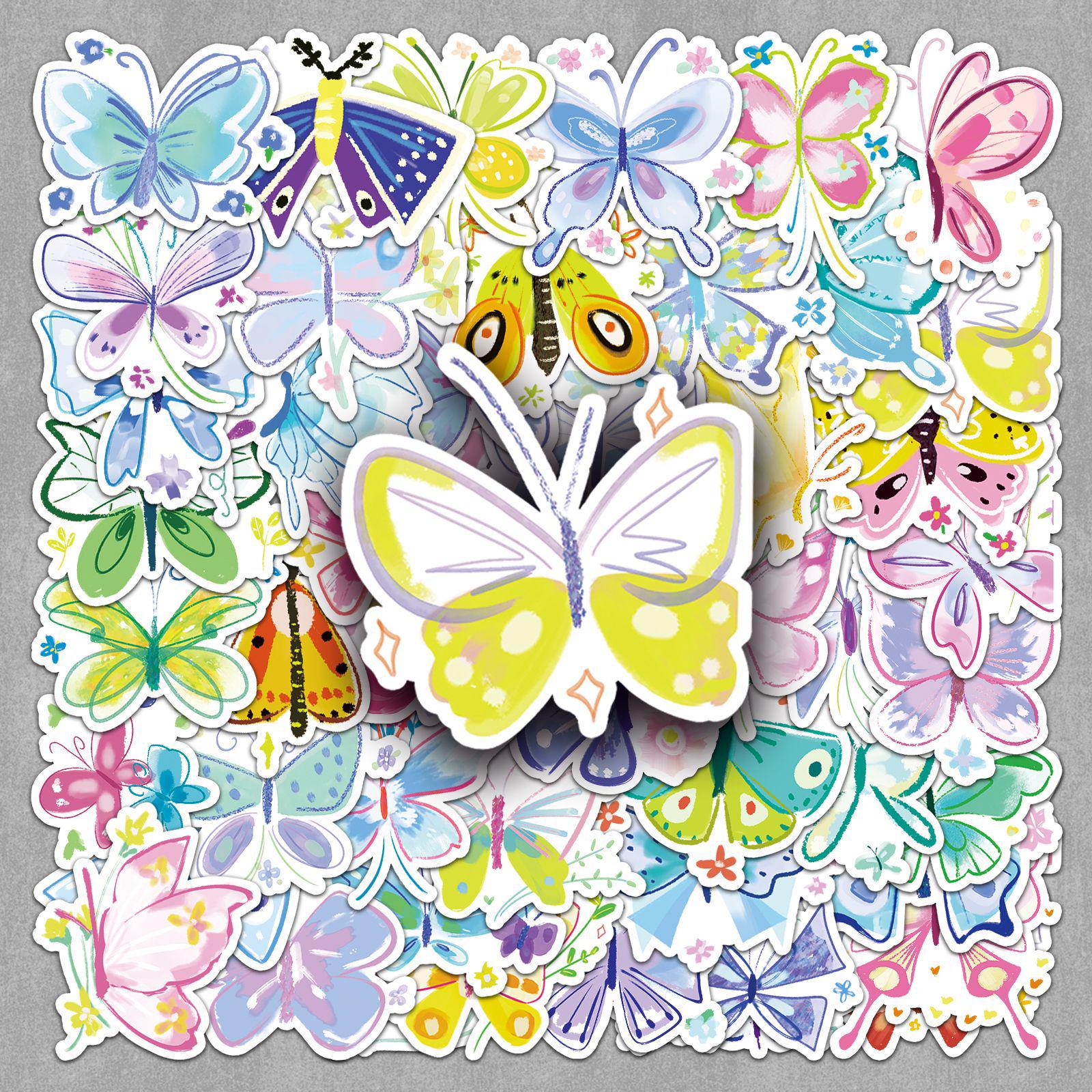 50 Sheets Graffiti Butterfly Stickers for Crafts & Stationery: Animal & Insect Designs