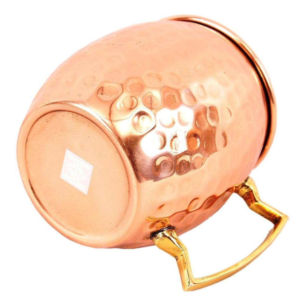 Copper Nickel Round Shaped Hammered Design Moscow Mule Beer Mug Cup, Volume-530ML, Set of 6