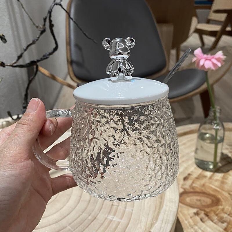Heat-Resistant Glass Mug with Lid and Spoon