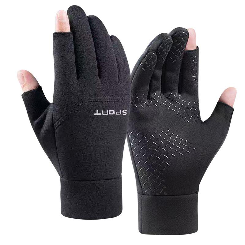 Winter Fishing Men's Gloves Women Cycling Warm Anti-Slip Gloves for Fishing Sports Touch Screen Two Fingers Cut Outdoor Angling