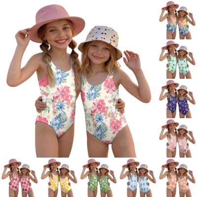 Meisjes Bloemenprint Ééndelig Zwempak Zomer Casual Kinder Zwemkleding Lichtgewicht Comfortabele Stof Geschikt voor Strand Zwembad Wateractiviteiten