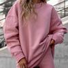 2 Stück/Set Herbst Sweatshirt Hose Set Elastische Taille Lange Ärmel Rundhalsausschnitt Einfarbige Locker Hält Warm Pullover Dick Einfach