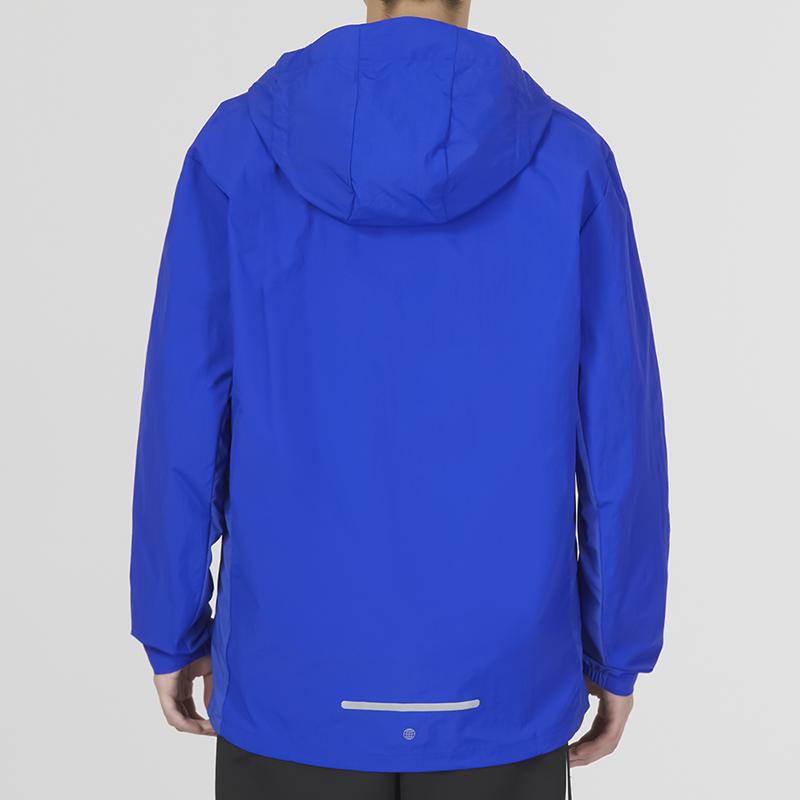 Adidas Marathon Logo Print Sports Casual Hooded Jacket Men Jacket Blue IB8266